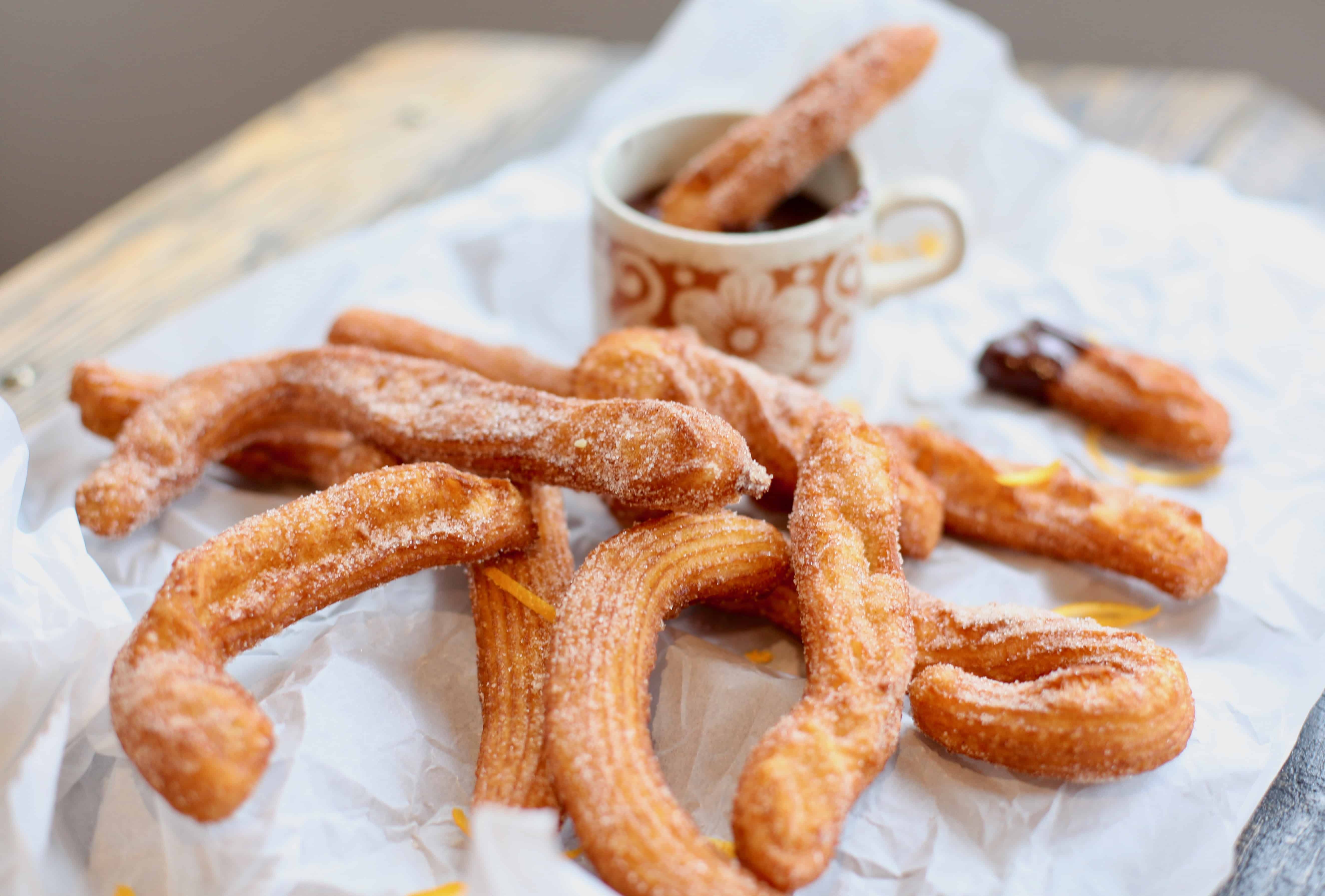 Orange Scented Churros with Chocolate Dipping Sauce