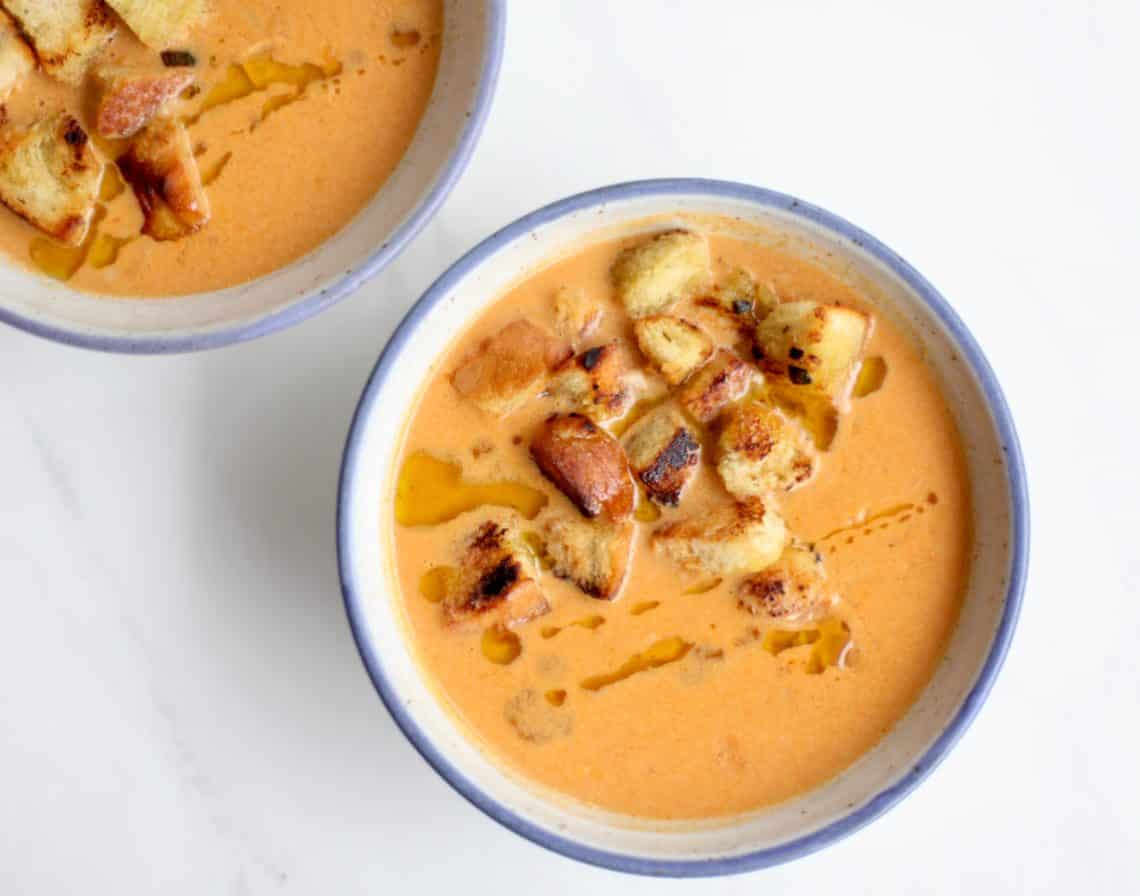 Garlic Soup with Sourdough Croutons