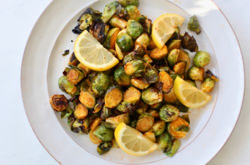 Roasted Brussel Sprouts with Honey and Harissa