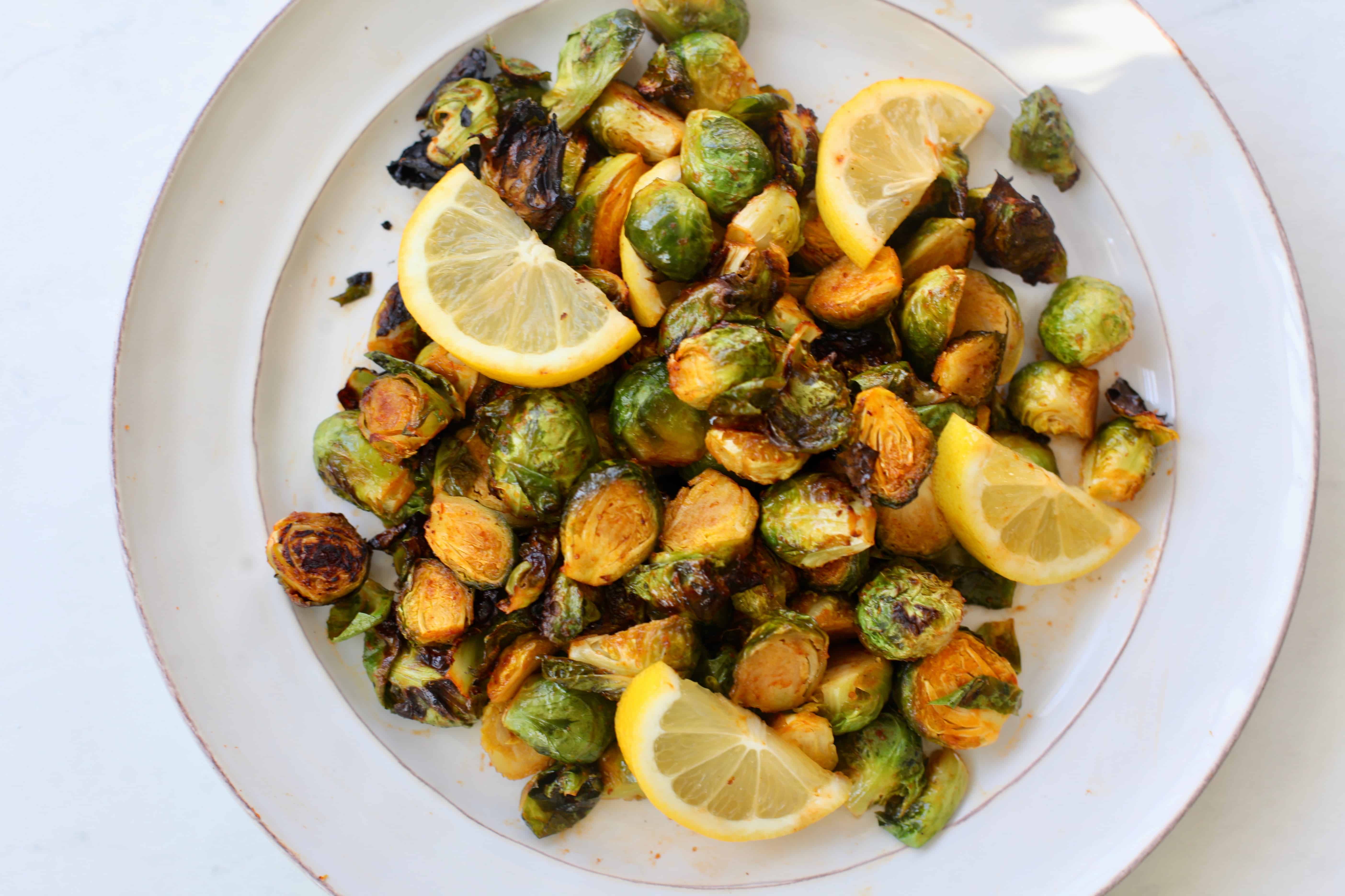 Roasted Brussel Sprouts with Honey and Harissa