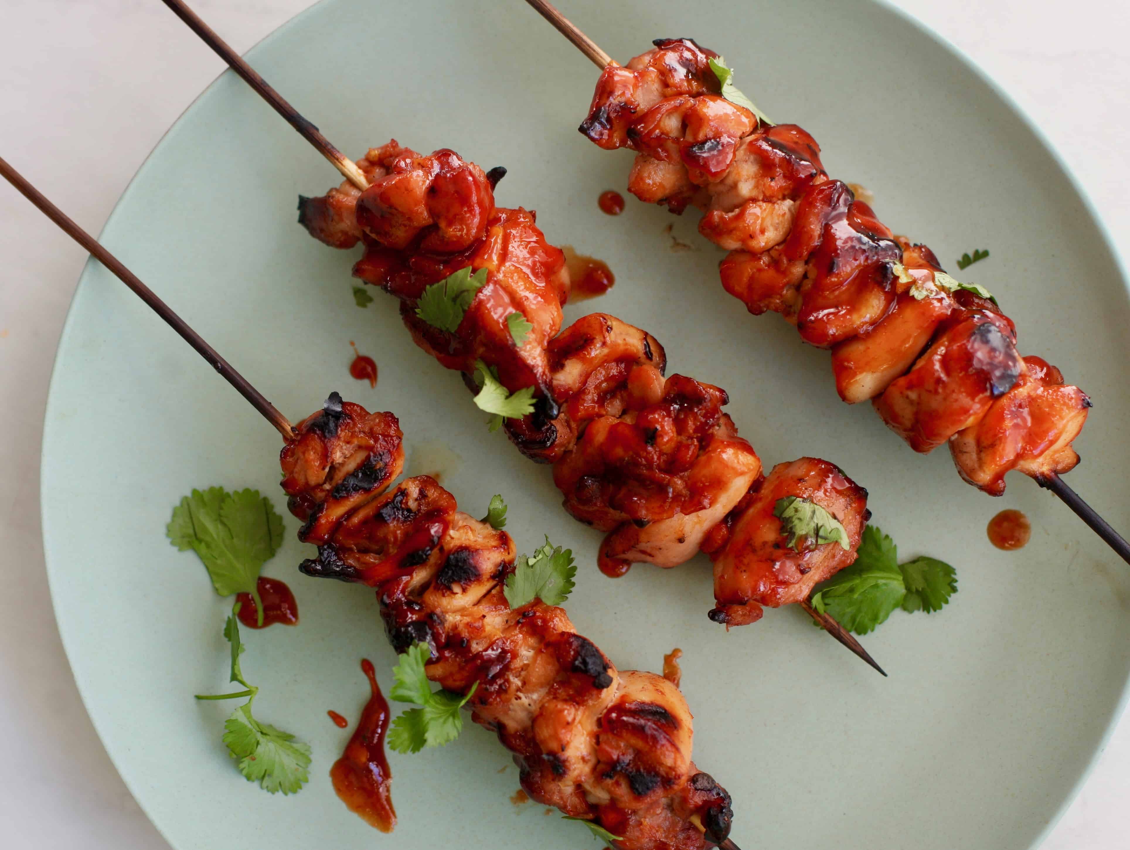 Spicy Sriracha Chicken Kebabs
