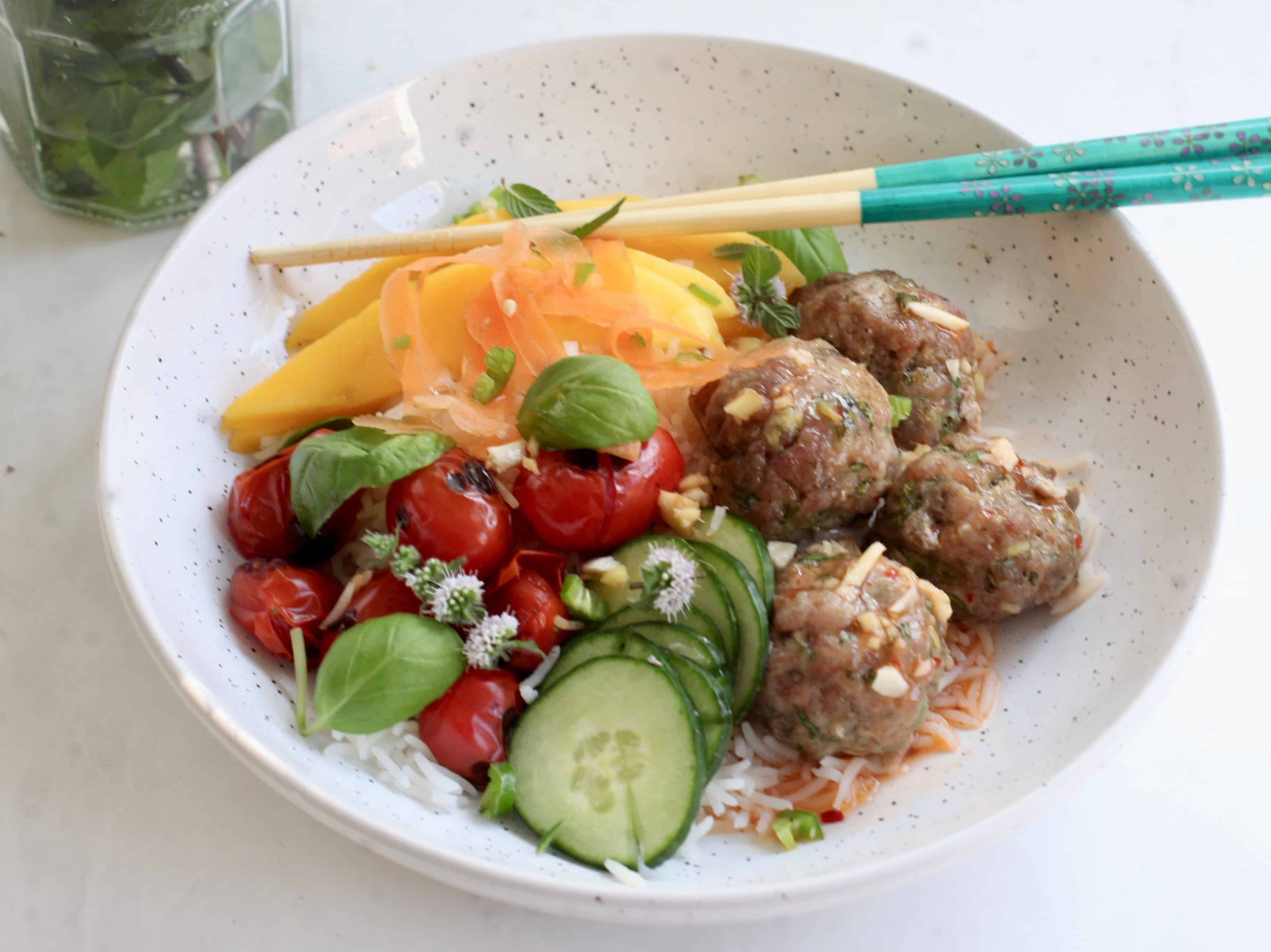 Sweet Chili Meatball Bowls