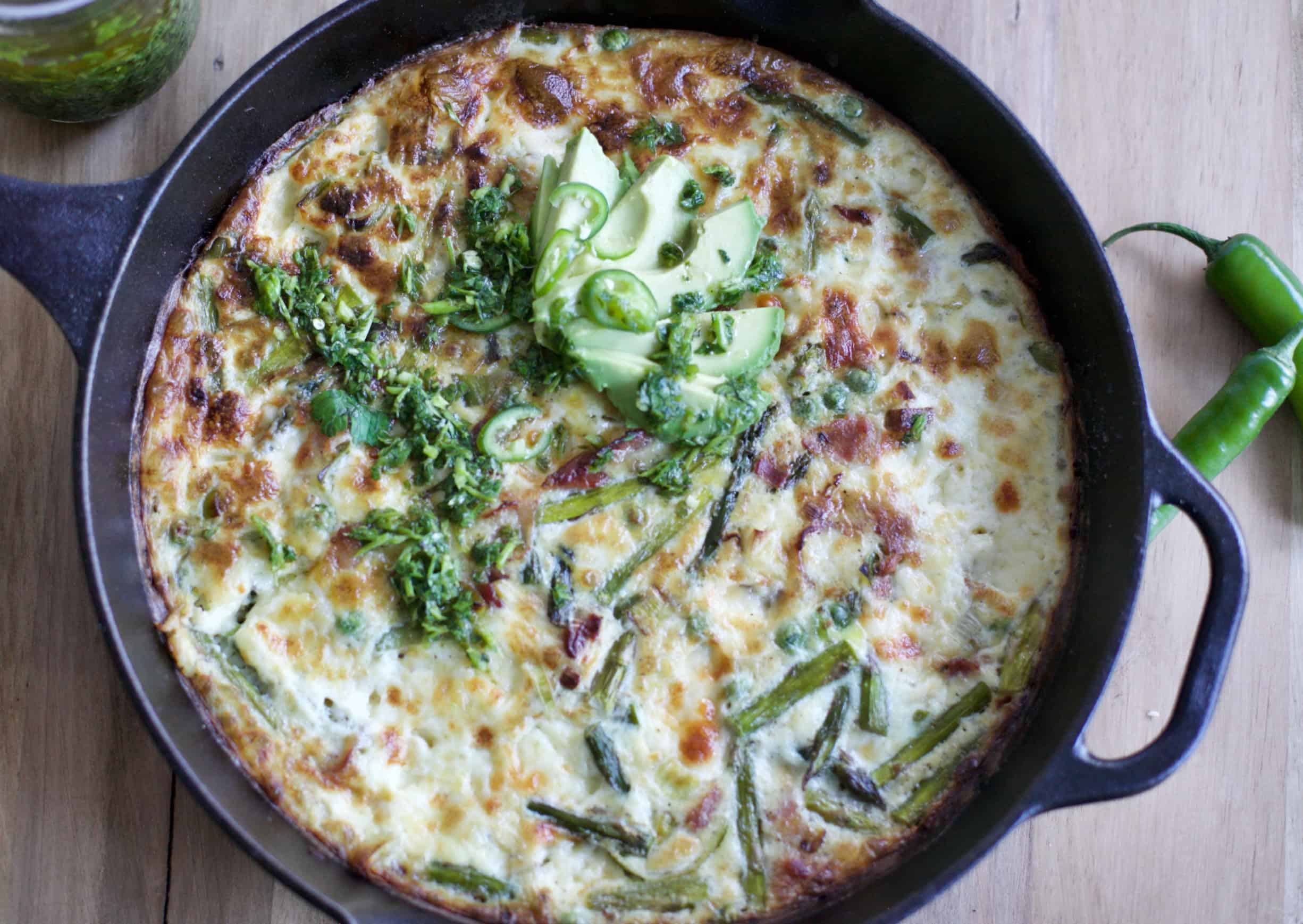 Sping Greens Crustless Quiche with Chimichurri